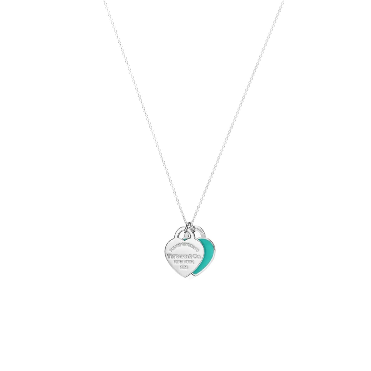 DOUBLE PLATE TURQUOISE HEART-SILVER NECKLACE