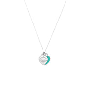 DOUBLE PLATE TURQUOISE HEART-SILVER NECKLACE