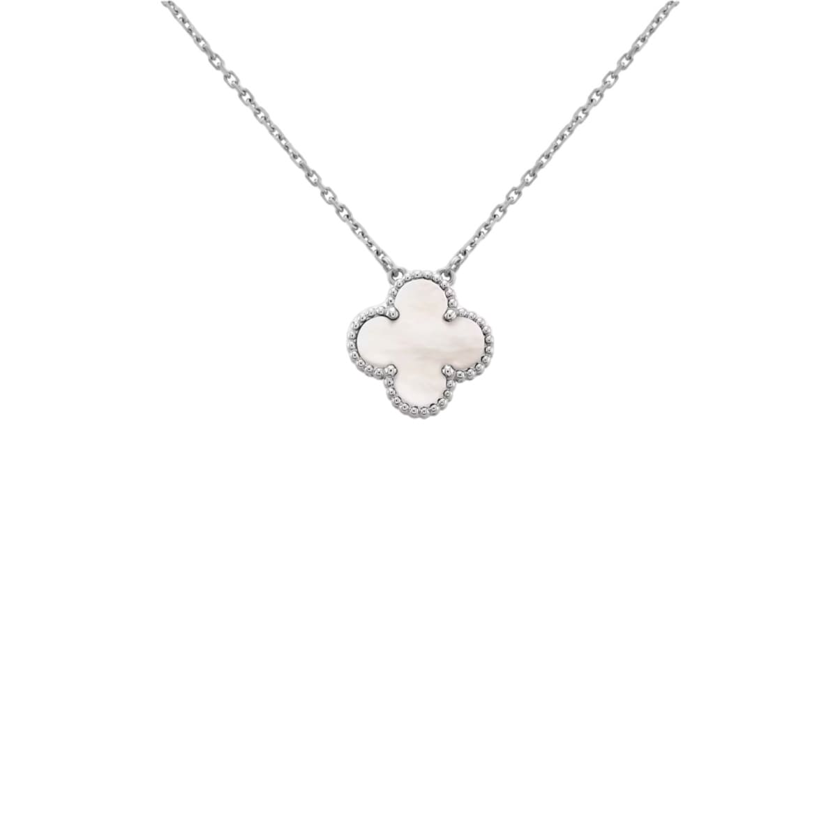 SILVER WHITE CLOVER NECKLACE