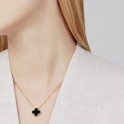 BLACK-GOLD CLOVER NECKLACE