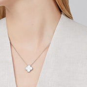 SILVER WHITE CLOVER NECKLACE