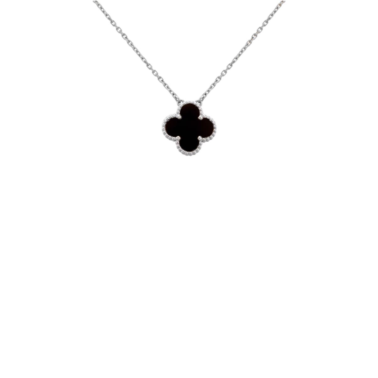 SILVER BLACK CLOVER NECKLACE