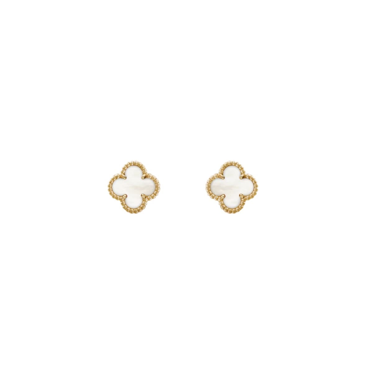 GOLD-WHITE CLOVER EARRINGS.