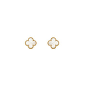 GOLD-WHITE CLOVER EARRINGS.